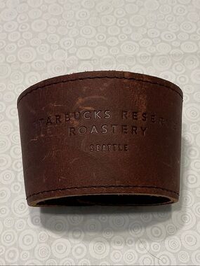 Starbucks Brown Leather Cup Sleeve with Embossed Reserve Roastery Logo